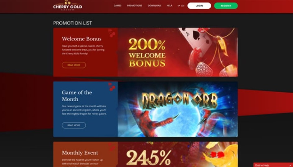 No deposit bonus at Cherry Gold casino 2